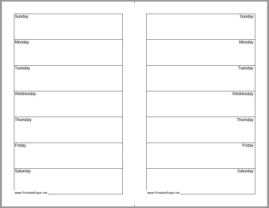 2 Week Calendar Template