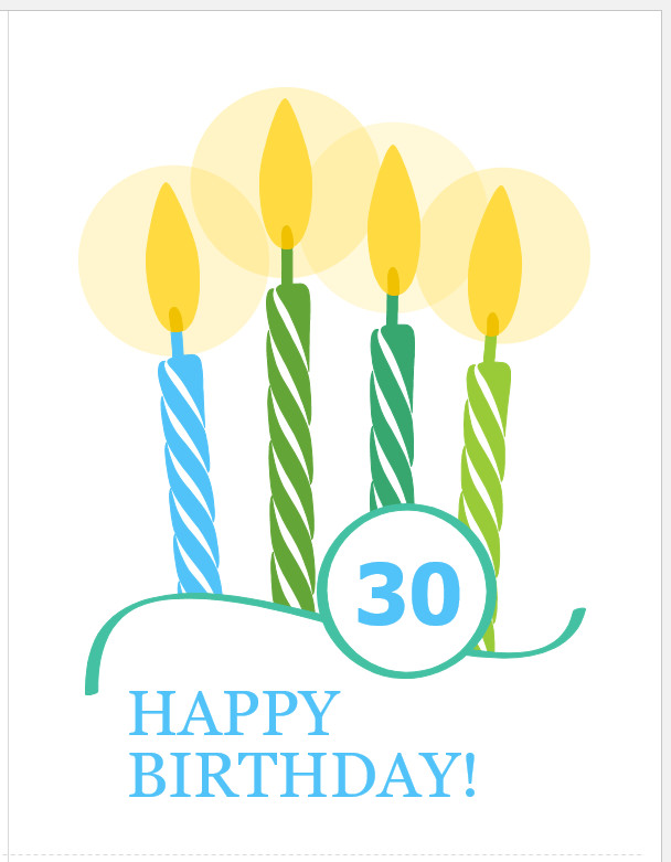 30th Birthday Cards Template