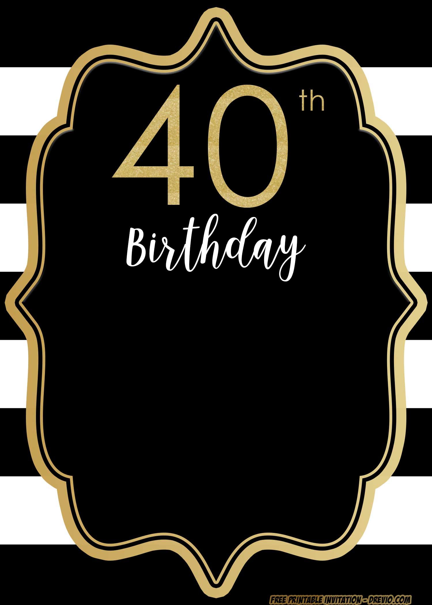 40th Birthday Cards Template Sample