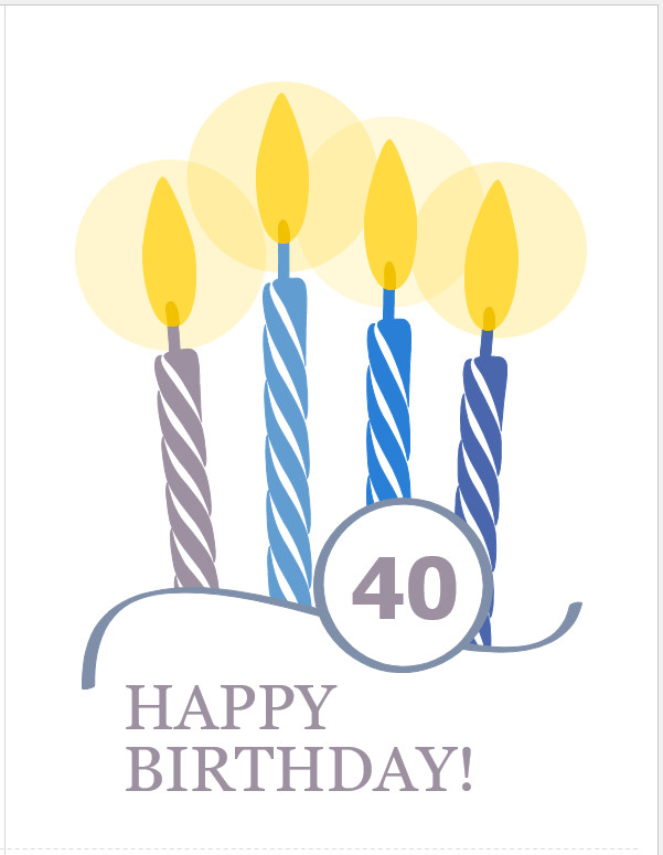 40th Birthday Cards Template