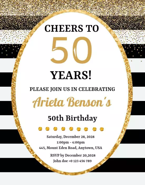 50th Birthday Cards Template Sample