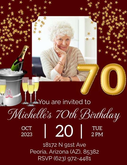 70th Birthday Cards Template Example