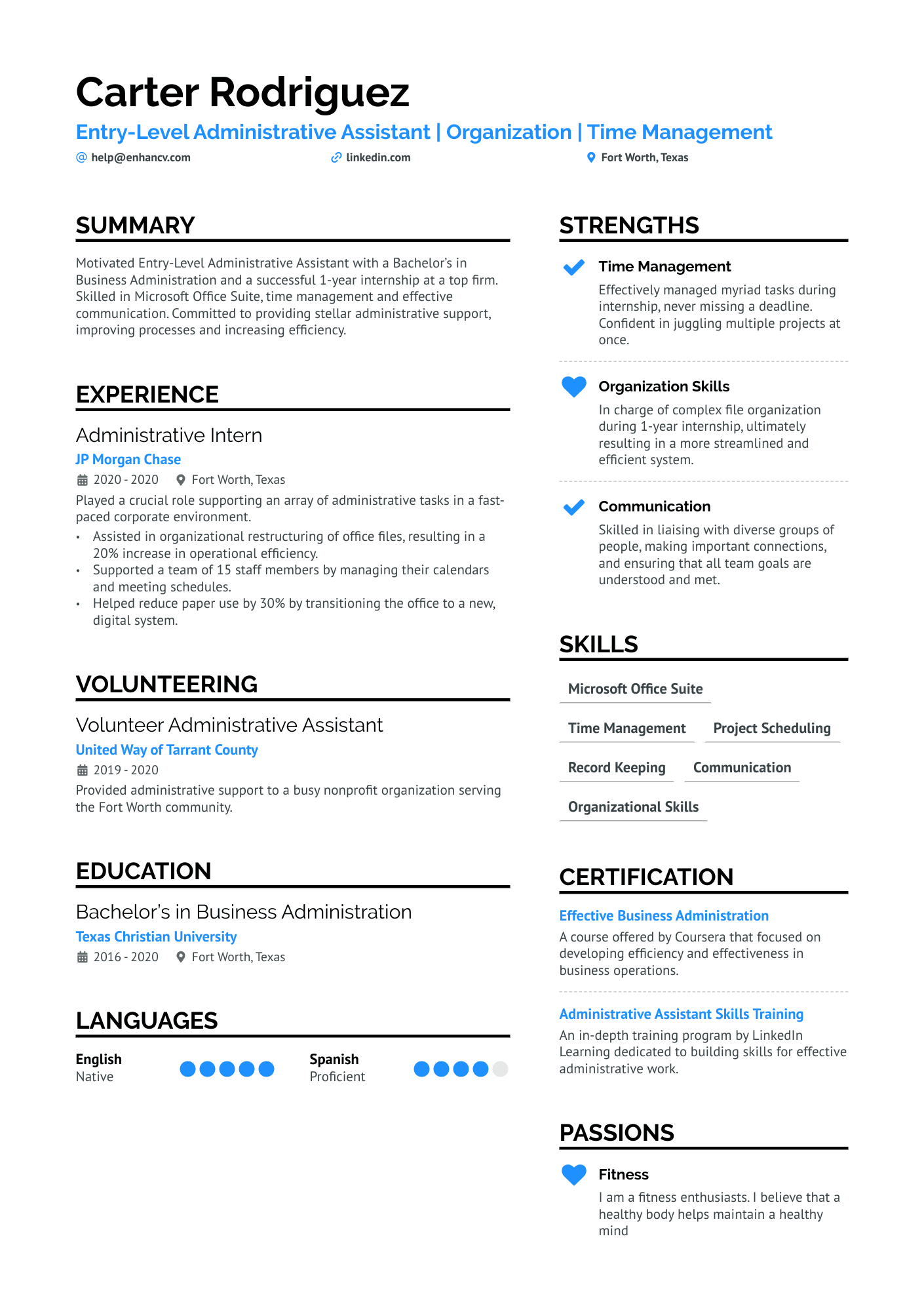 Administrative Assistant Resume Template Example