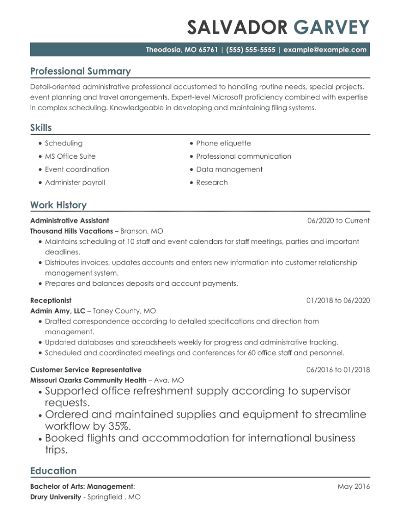 Administrative Assistant Resume Template Sample