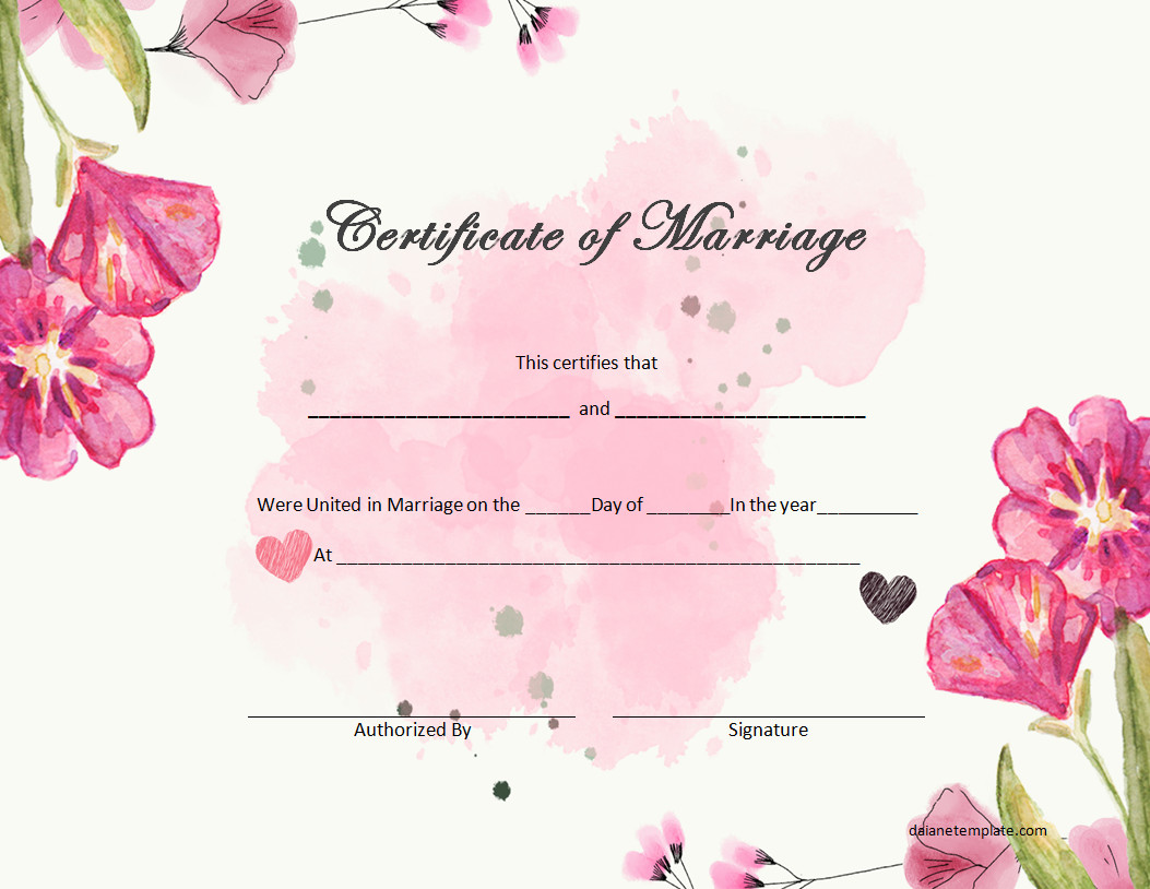 Certificate of Marriage Template