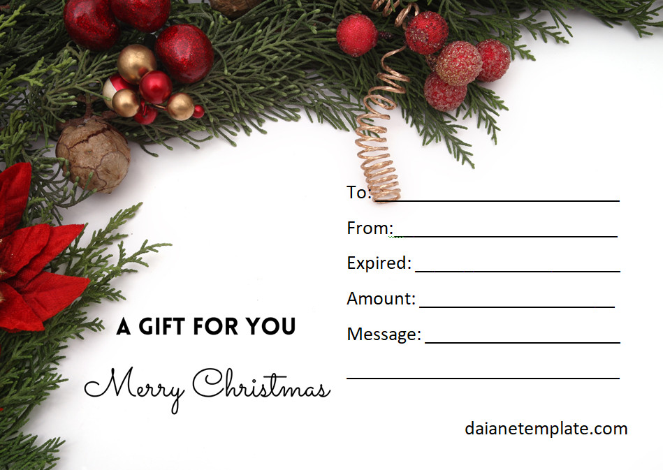 Festive Christmas Gift Certificate Template with Holiday-Themed Borders and Space for Personalized Messages