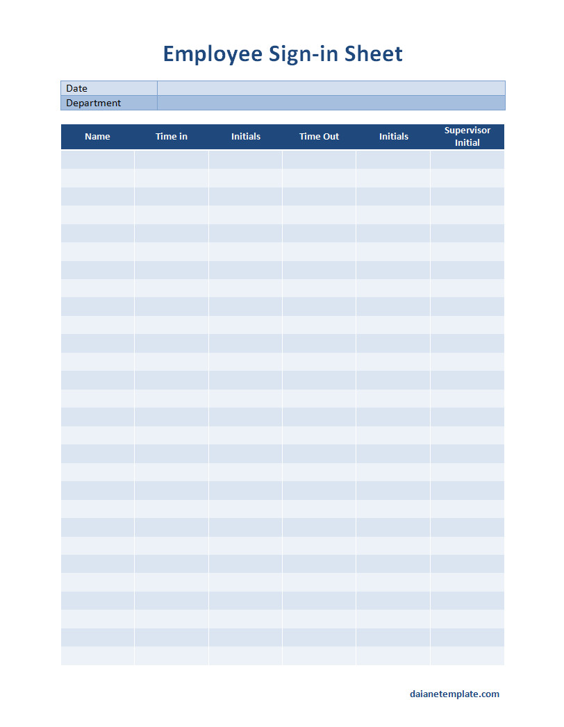 Employee Sign in Sheet Template