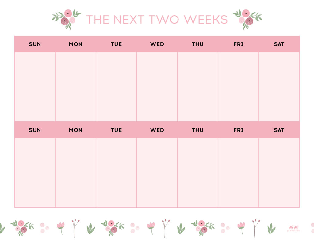 Example of 2 Week Calendar Template