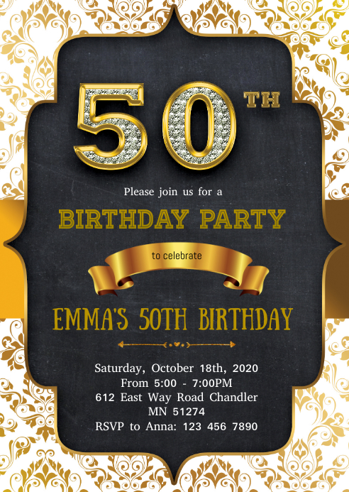 Example of 50th Birthday Cards Template