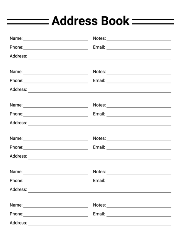 Example of Address Book Template