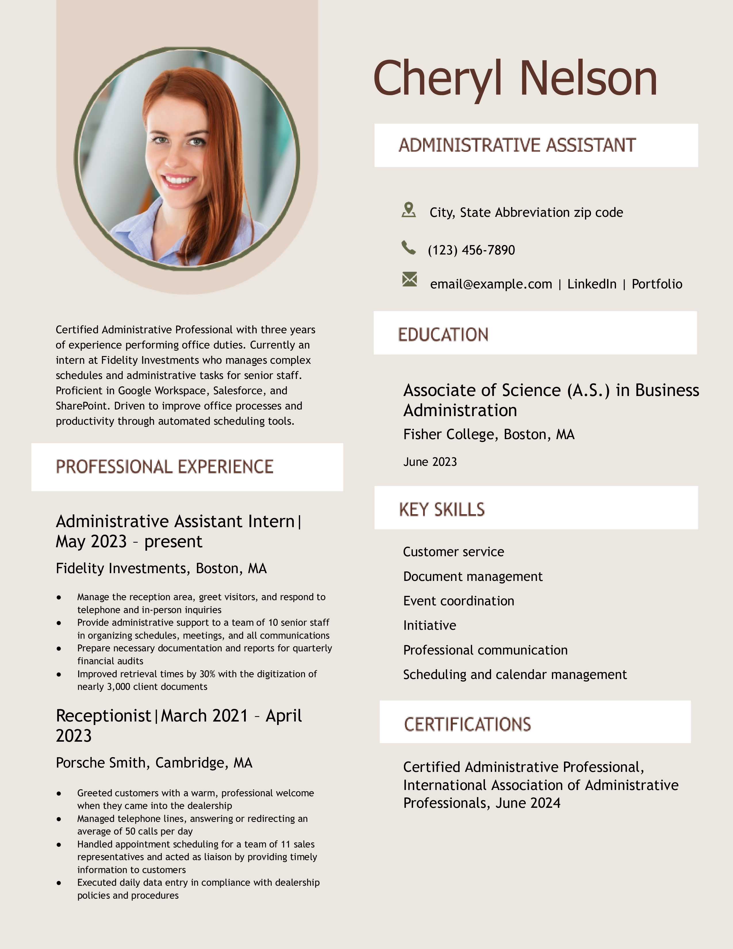 Example of Administrative Assistant Resume Template