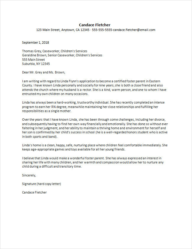 Example of Adoption Reference Letter Template