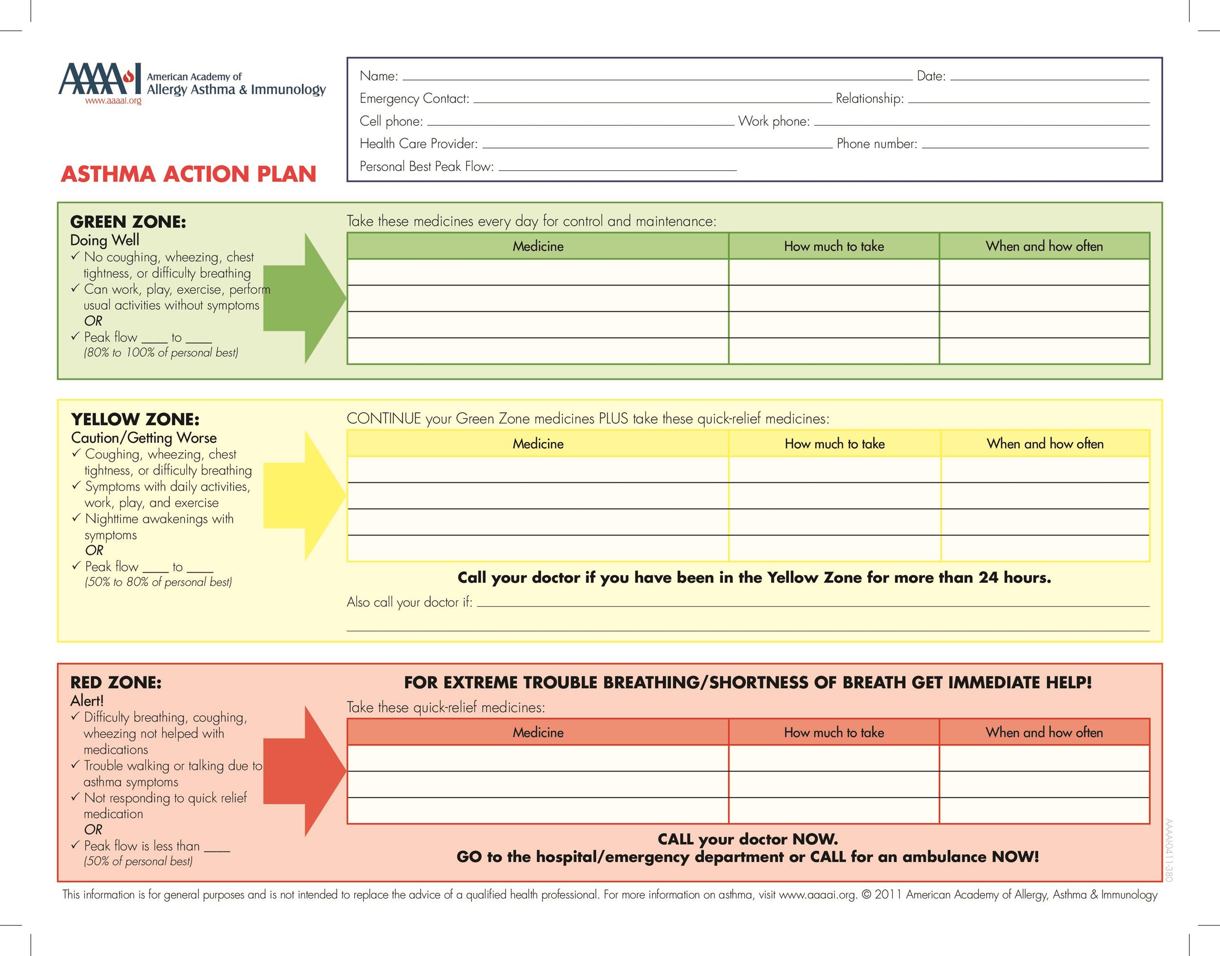 Example of Printable Action Planning Template