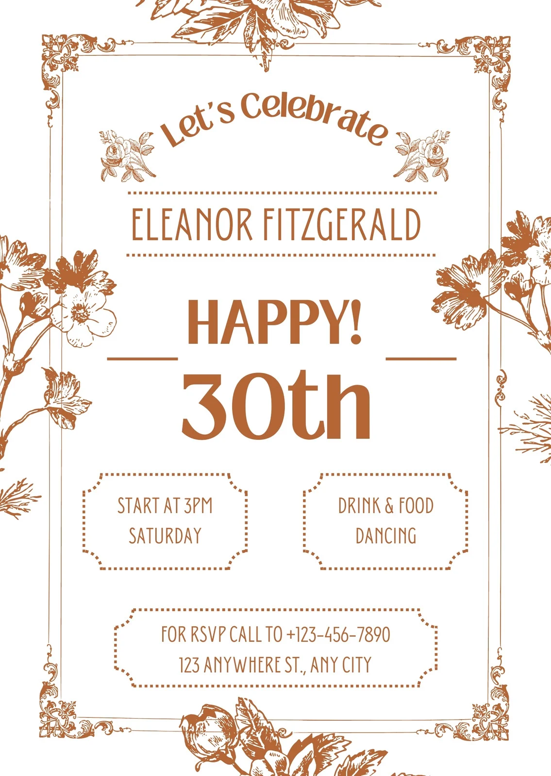 Sample of 30th Birthday Cards Template