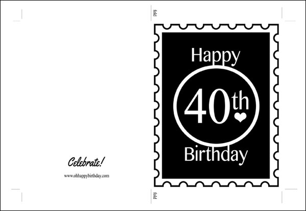 Sample of 40th Birthday Cards Template