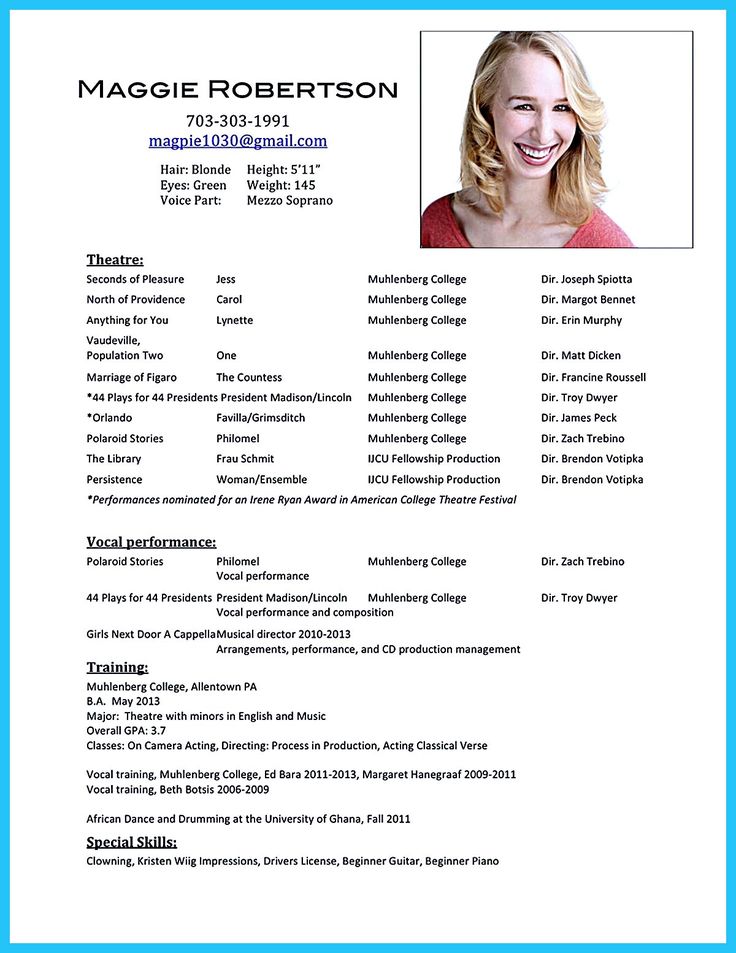 Sample of Acting Resume Template