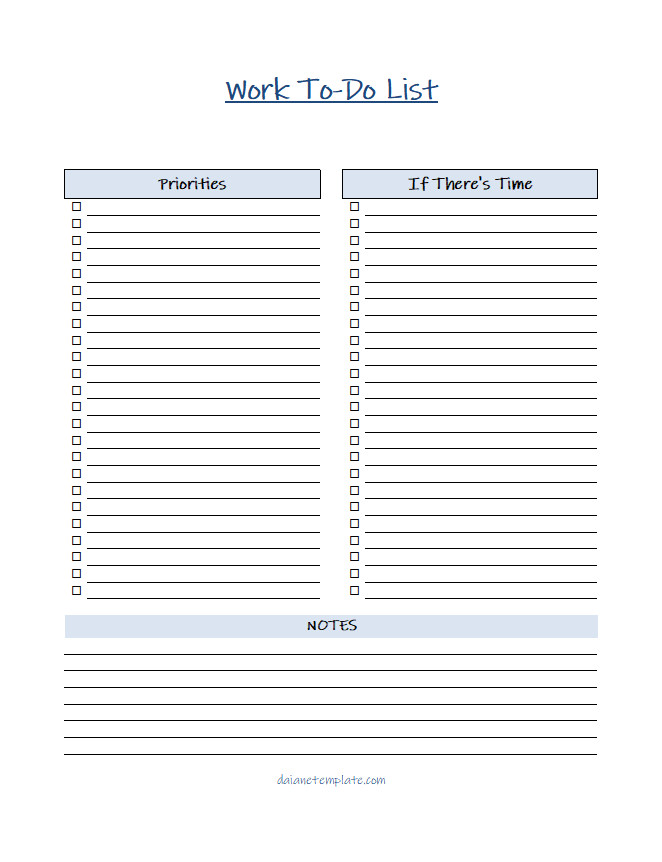 Work-to-do list template with a vibrant design, including checkboxes for tasks, spaces for notes, and areas to mark task urgency.