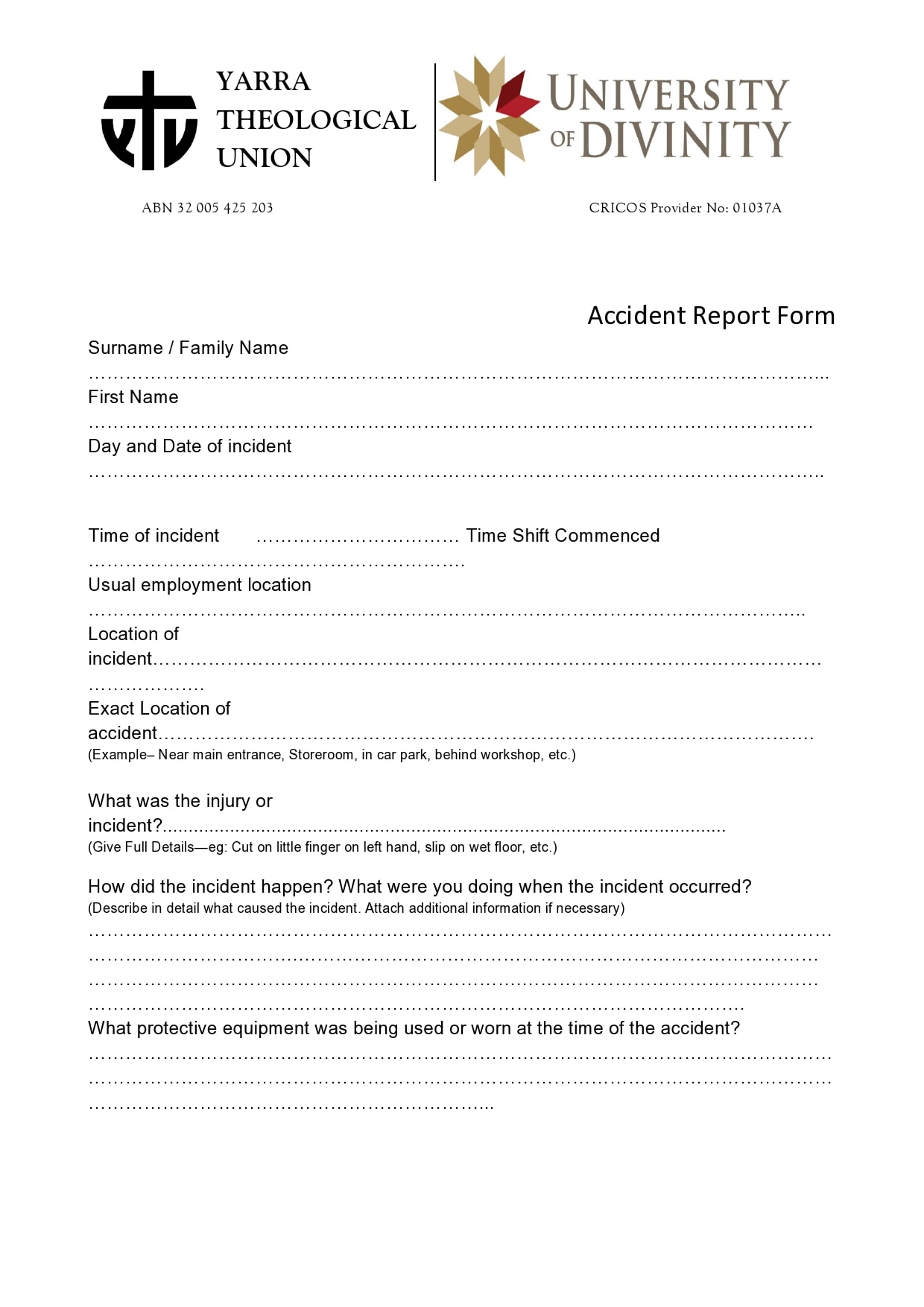 accident report form 13