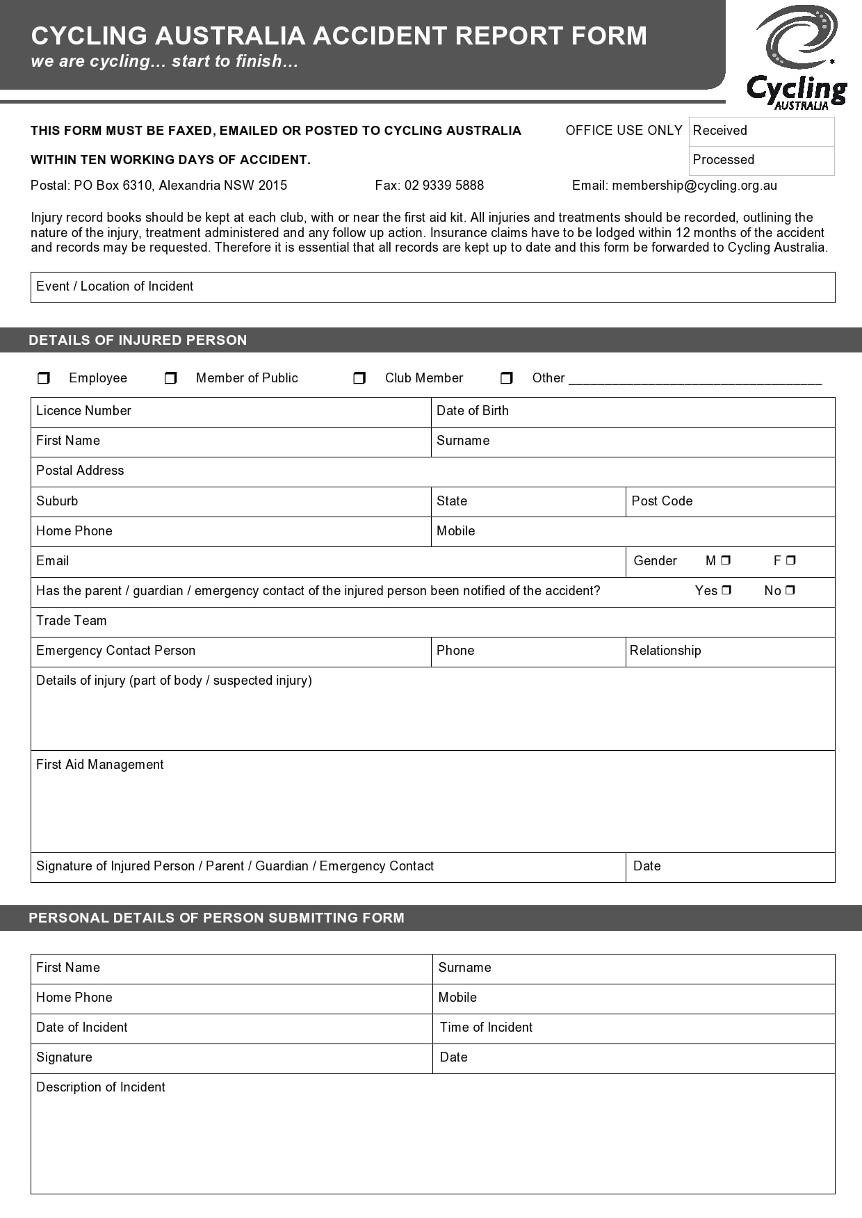 accident report form 27